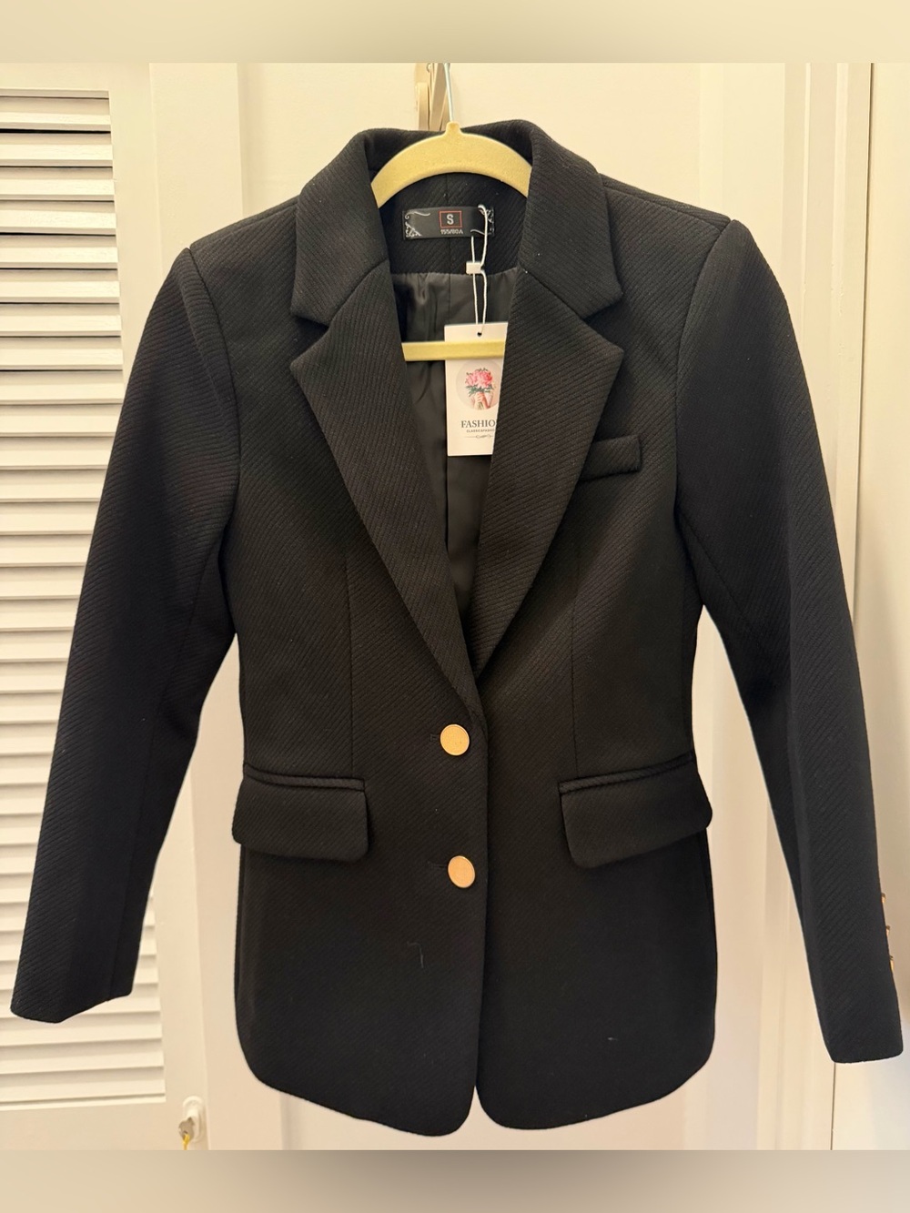 Women's Black Tailored Blazer with Gold Buttons